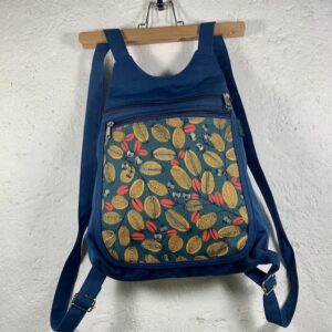 sac à dos coton bleu et fleur jaune