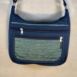 sac bandoulière en coton et toile Leaf turquoise