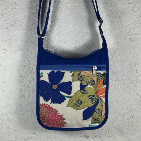 petit sac bandoulière en coton déperlant cobalt et toile Kimono