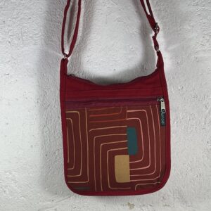 petit sac bandoulière en coton déperlant rouge et toile Nefertiti