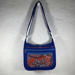 sac bandoulière en toile coton déperlant cobalt et Bibi