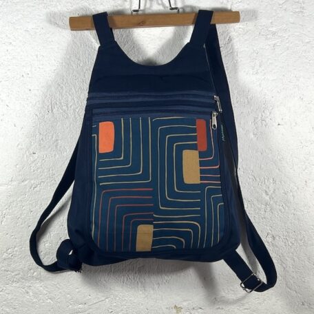 petit sac dos en toile marine et Nefertiti en coton déperlant