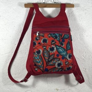 petit sac dos en toile rouge et Rainbow en coton déperlant