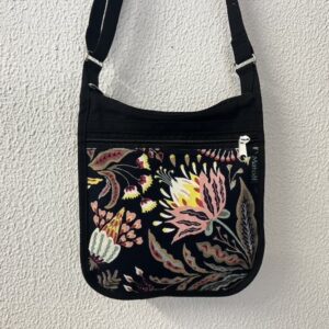 petit sac bandoulière en coton déperlant noir et toile Euphoria