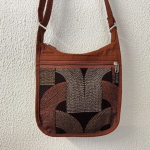 petit sac bandoulière en coton déperlant orange et toile Les Arcs