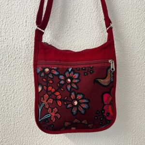 petit sac bandoulière en coton déperlant rouge et toile Indienne