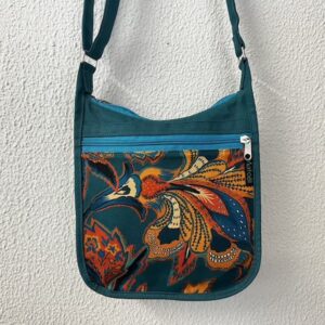 petit sac bandoulière en coton déperlant turquoise et toile Romy