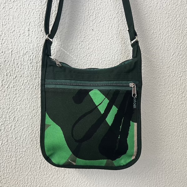 petit sac bandoulière en coton déperlant vert et toile Assouan