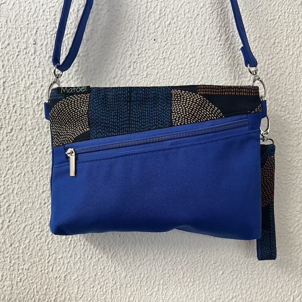 pochette 3 en 1 en coton déperlant cobalt et toile Les Arcs
