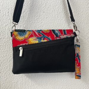 pochette 3 en 1 en coton déperlant noir et toile Romy