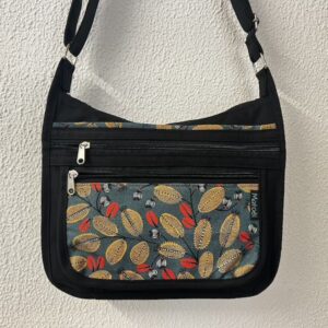 sac bandoulière en toile coton déperlant noir et Life Style