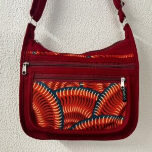 sac bandoulière en toile coton déperlant rouge et Faire Light