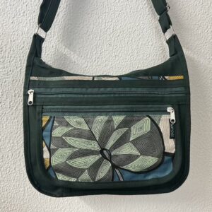 sac bandoulière en toile coton déperlant vert et Idris