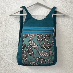petit sac à dos coton déperlant turquoise et toile Elis